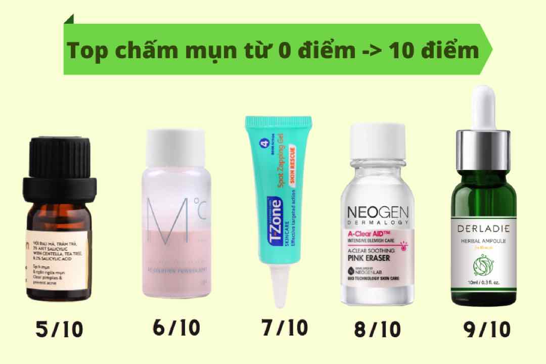 Các top sản phẩm chấm mụn theo reviewer đánh giá